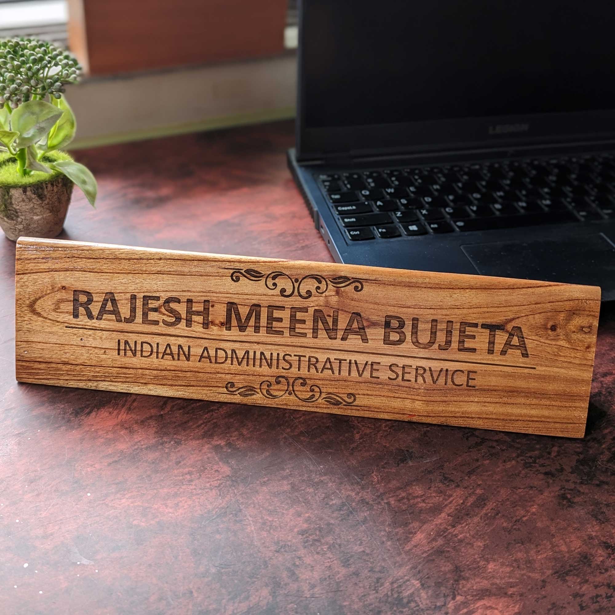 Professional Customized Triangular Desk Nameplate | Engraved with Logo & Designation - Image 15