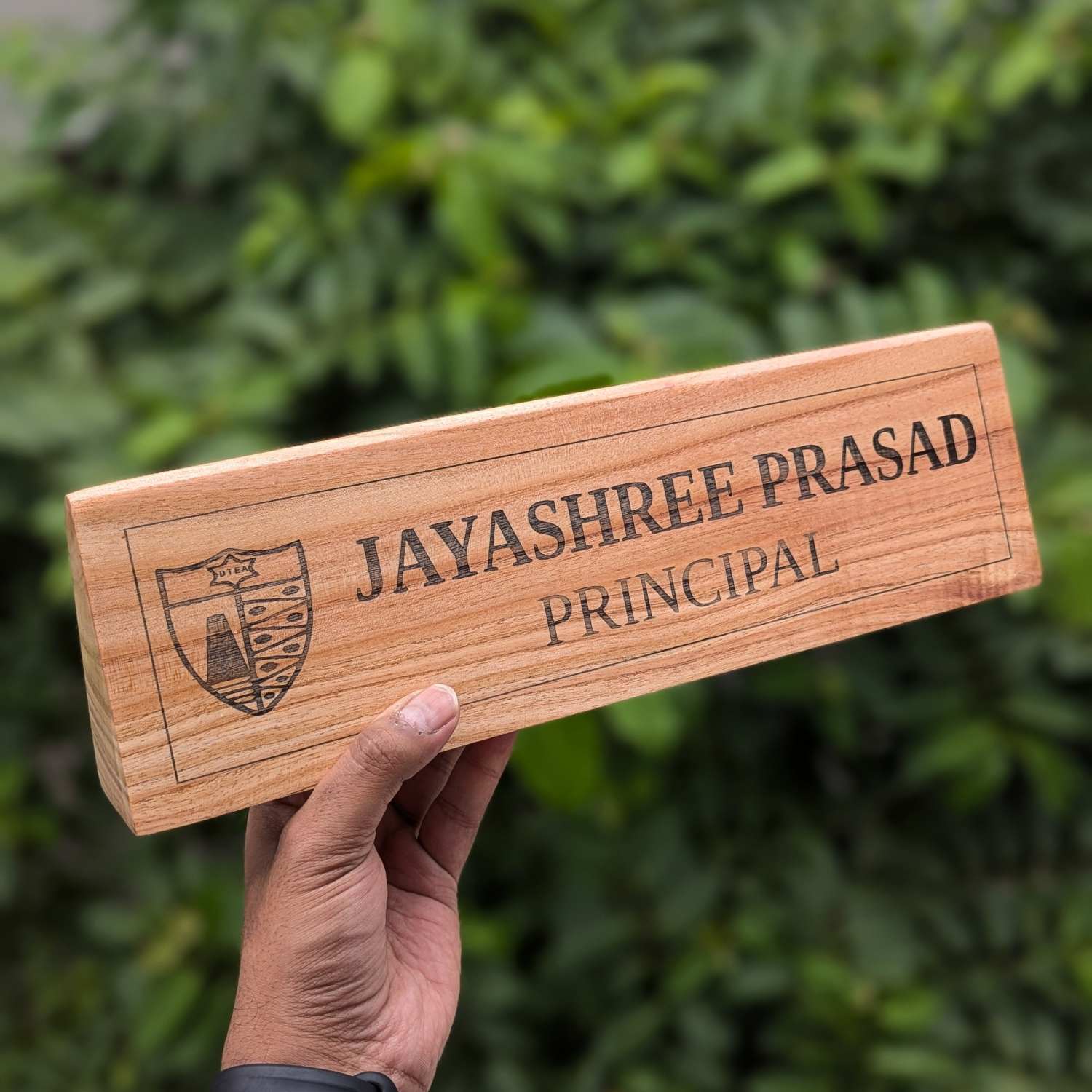 Professional Customized Triangular Desk Nameplate | Engraved with Logo & Designation - Image 5