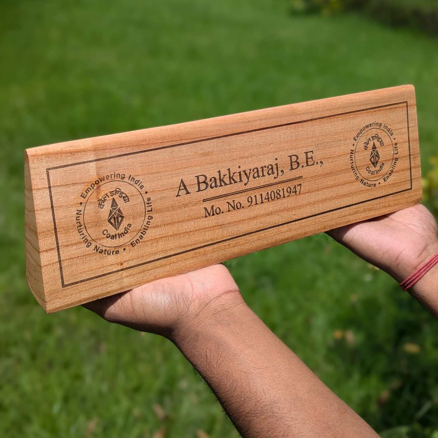 Professional Customized Triangular Desk Nameplate | Engraved with Logo & Designation - Image 6