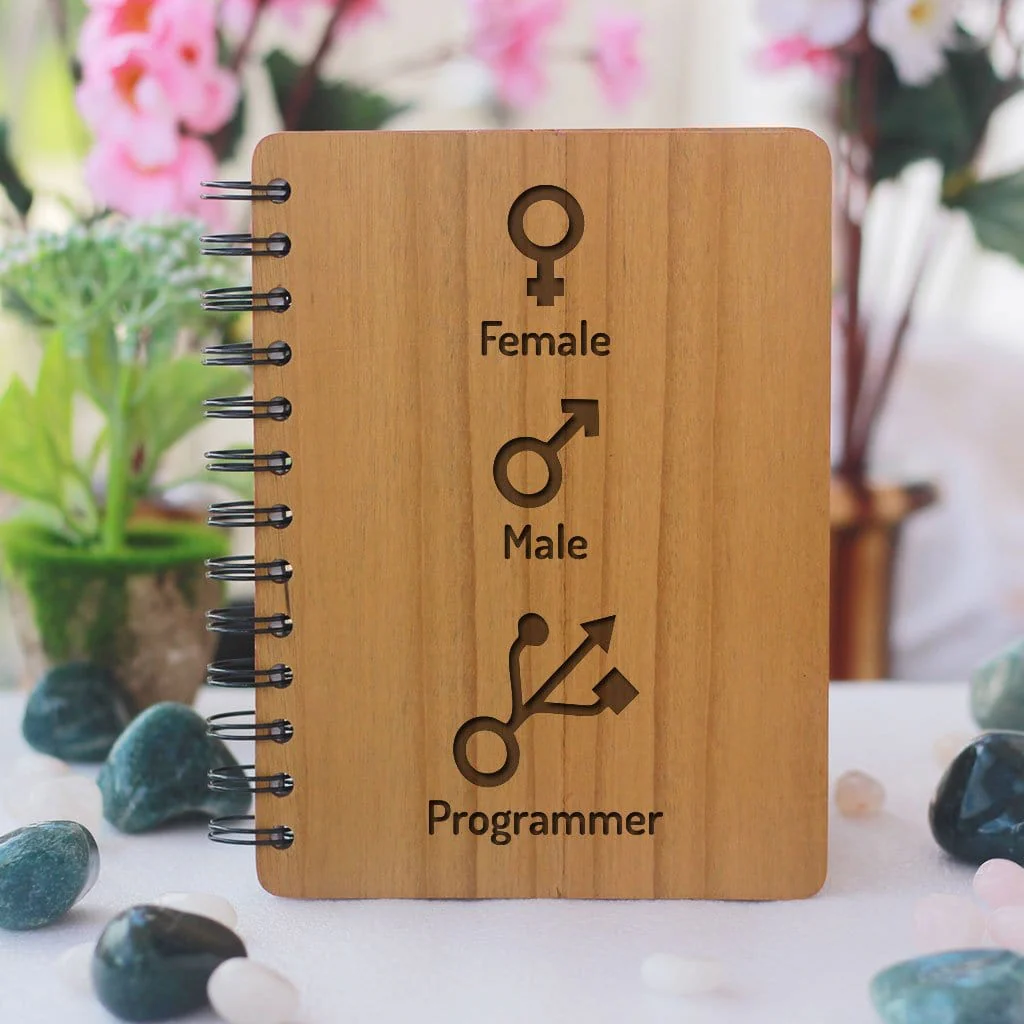 Male / Female / Programmer - Personalized Wooden Notebook