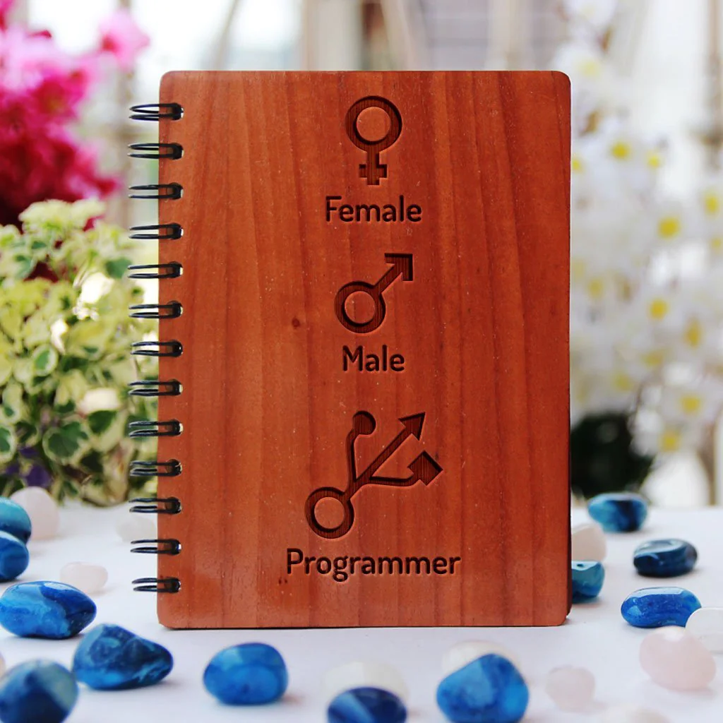 Male / Female / Programmer - Personalized Wooden Notebook - Image 2