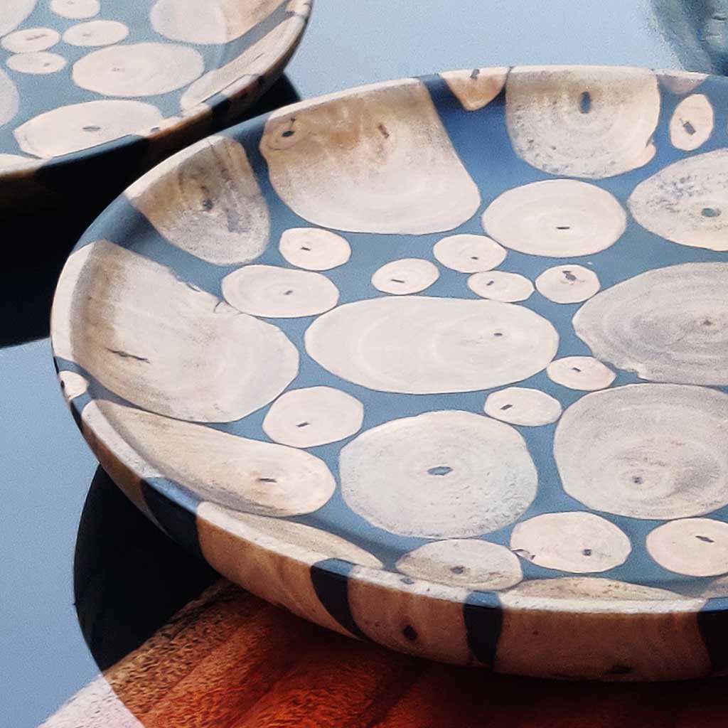 Reclaimed Wood & Epoxy Resin Side Plate Set | Handmade Wooden Plates - Image 3