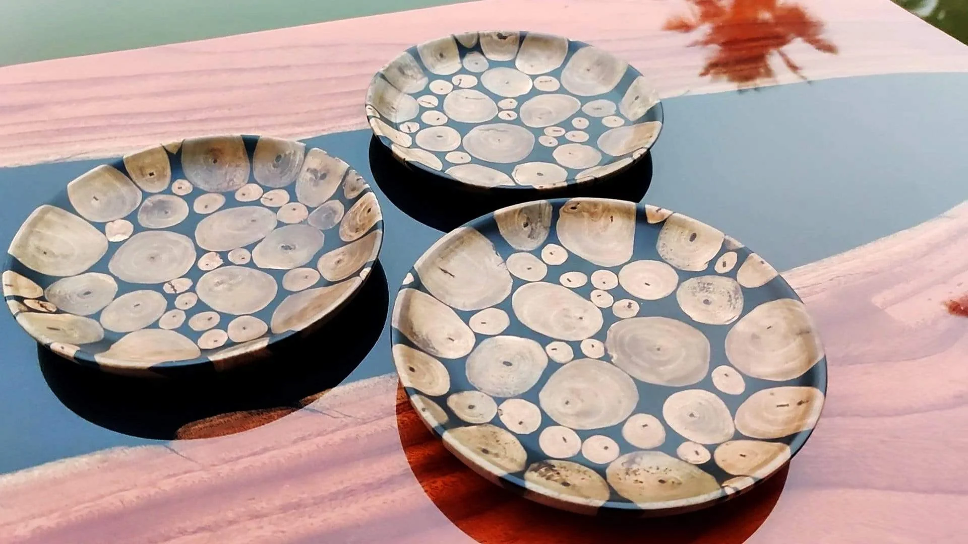 Reclaimed Wood & Epoxy Resin Side Plate Set | Handmade Wooden Plates - Image 4