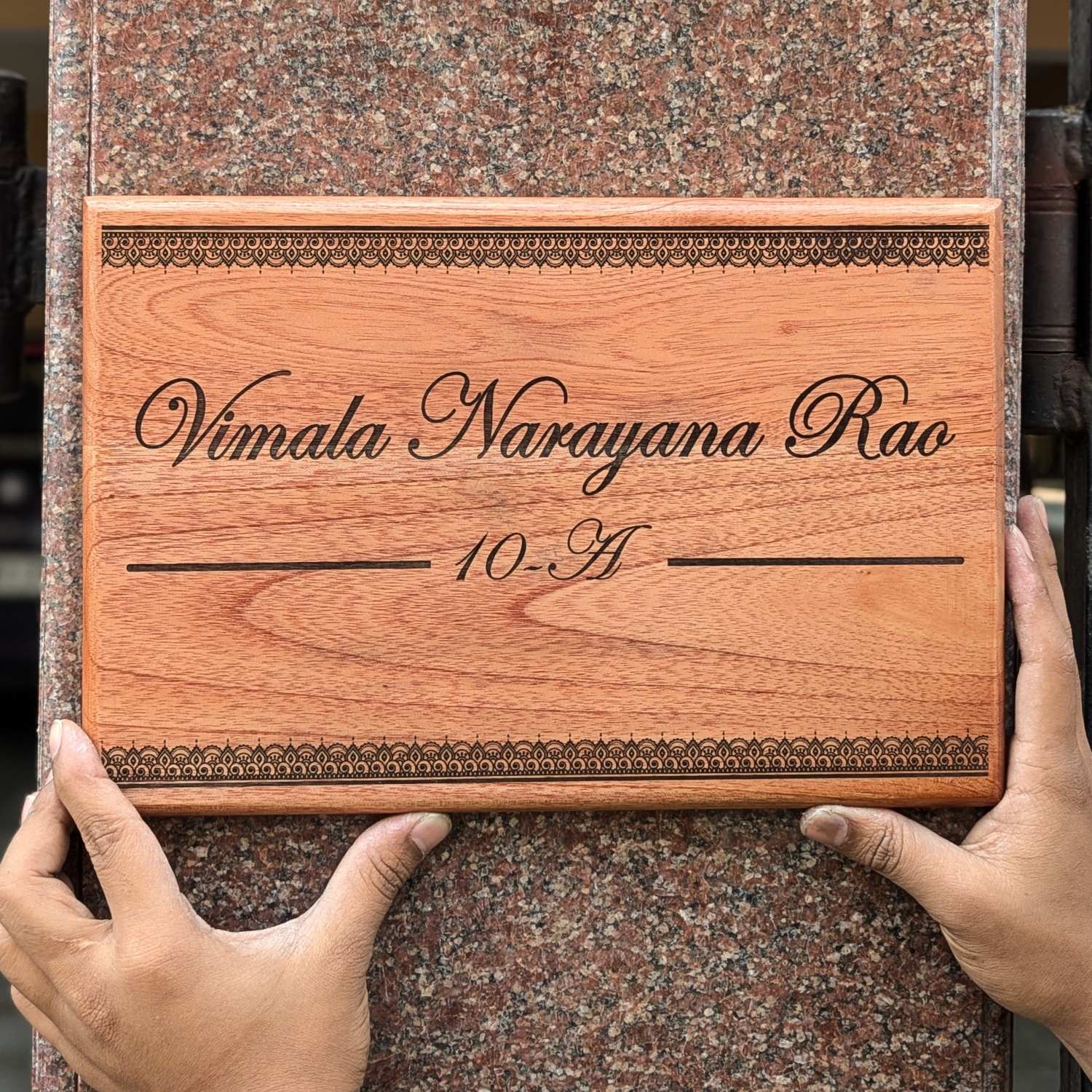 Rectangular Minimalist Modern Wood Nameplate Customized For Home & Office - Image 3