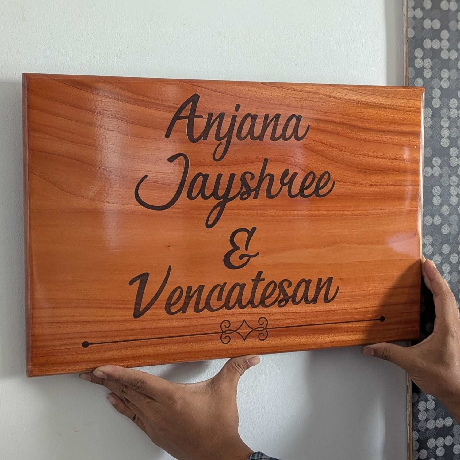 Rectangular Minimalist Modern Wood Nameplate Customized For Home & Office - Image 5