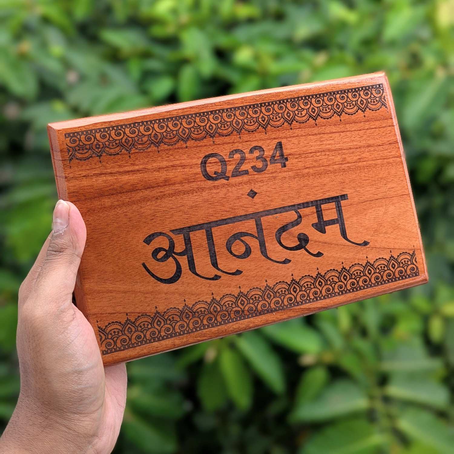 Rectangular Minimalist Modern Wood Nameplate Customized For Home & Office - Image 6