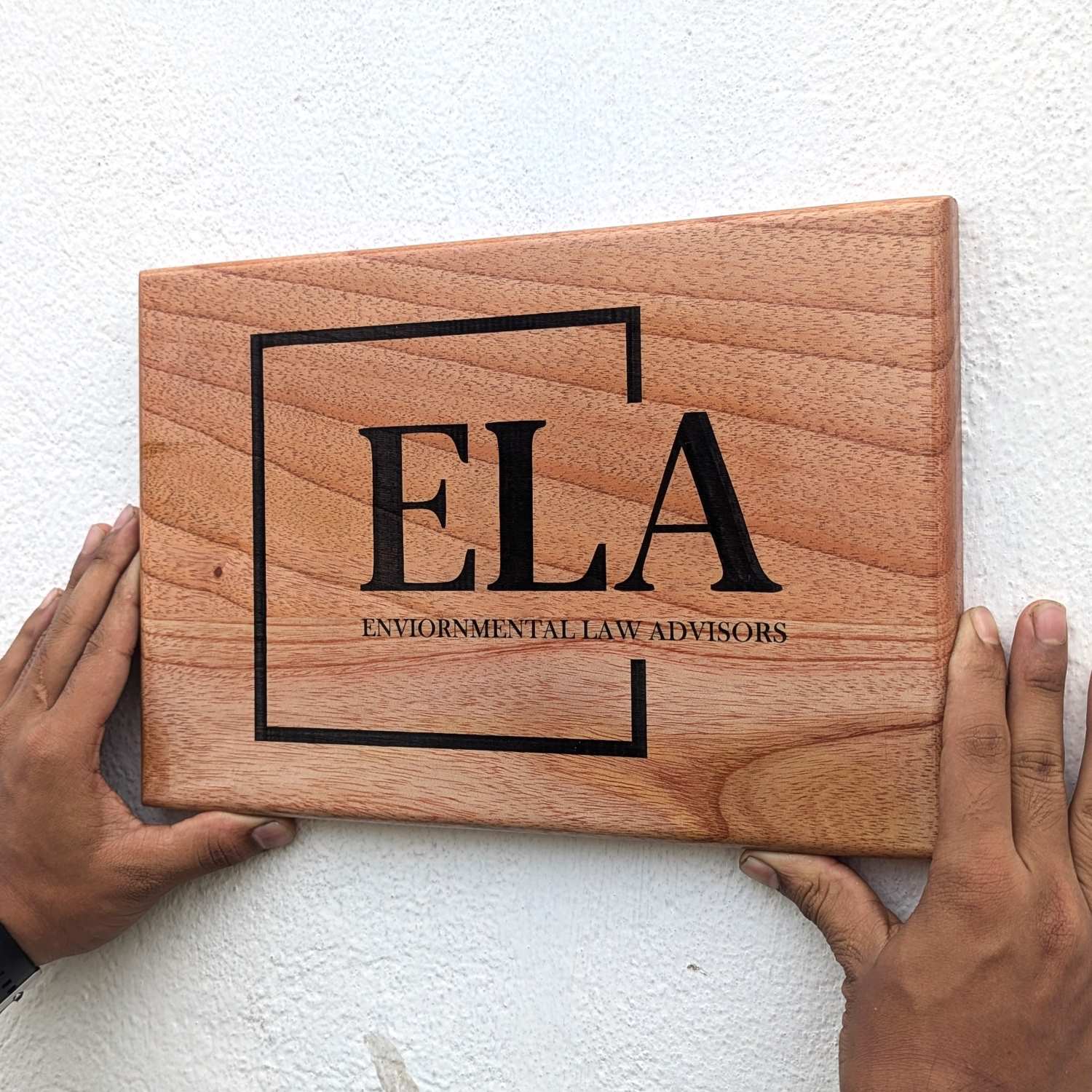 Rectangular Minimalist Modern Wood Nameplate Customized For Home & Office - Image 7