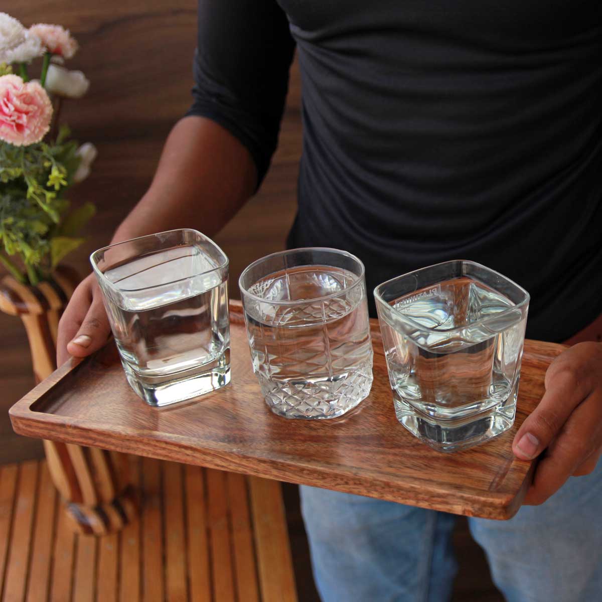 Rectangular Wooden Serving Tray | Minimalist Wood Decorative Tray - Image 2