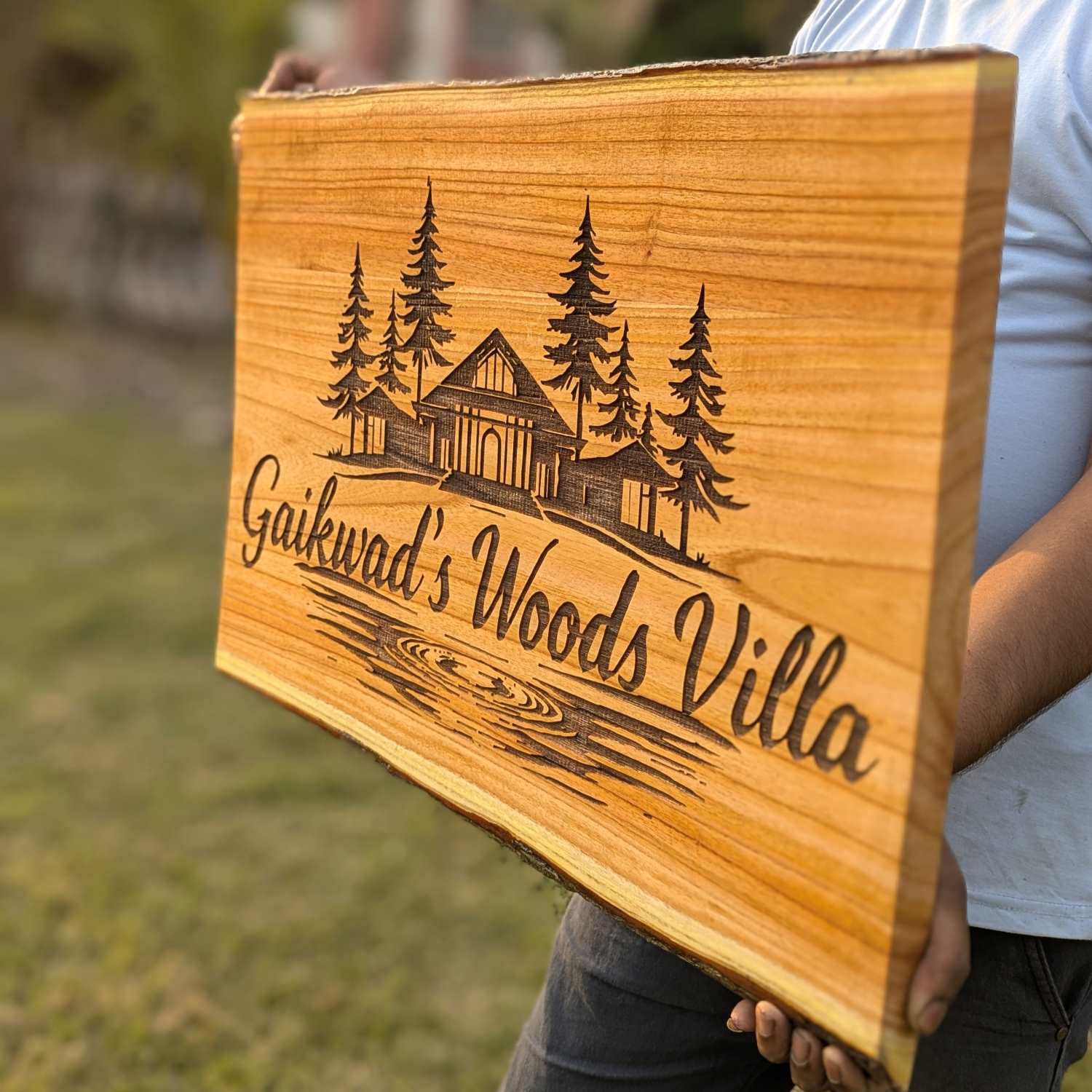 Rustic Rectangular Large Natural Wood Sign For Home | Custom Engraved - Image 14