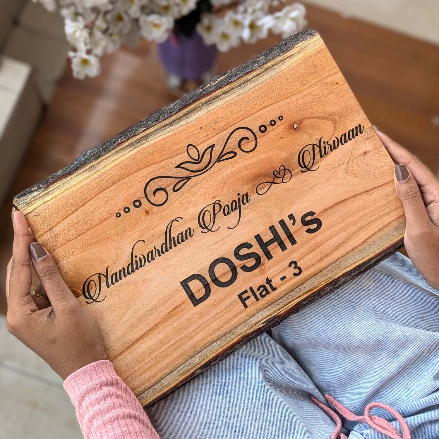 Rustic Rectangular Large Natural Wood Sign For Home | Custom Engraved - Image 9