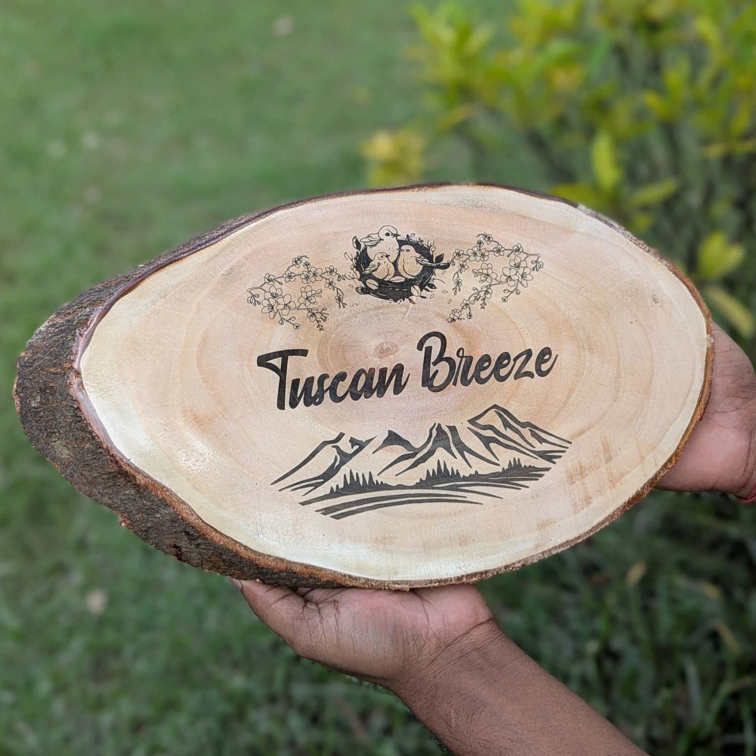 Rustic Natural Wood Logo Sign | Engraved Wood Nameplate for Office & Cafe - Image 8
