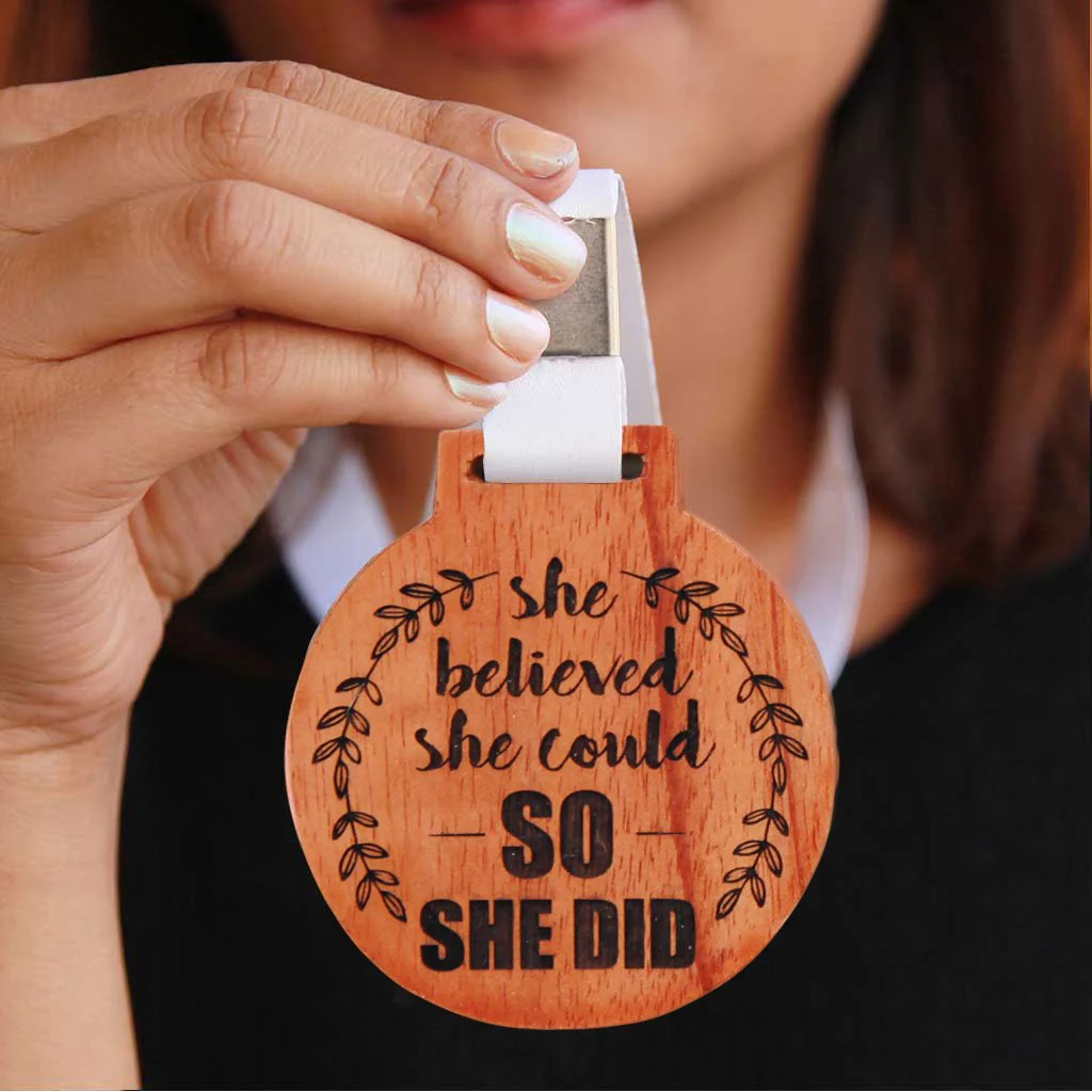 She Believed She Could, So She Did Wooden Medal - Image 2
