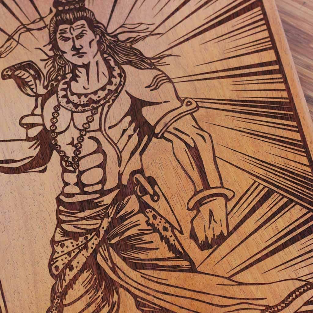 Shiva The Destroyer of Evil Carved Wooden Poster - Image 3