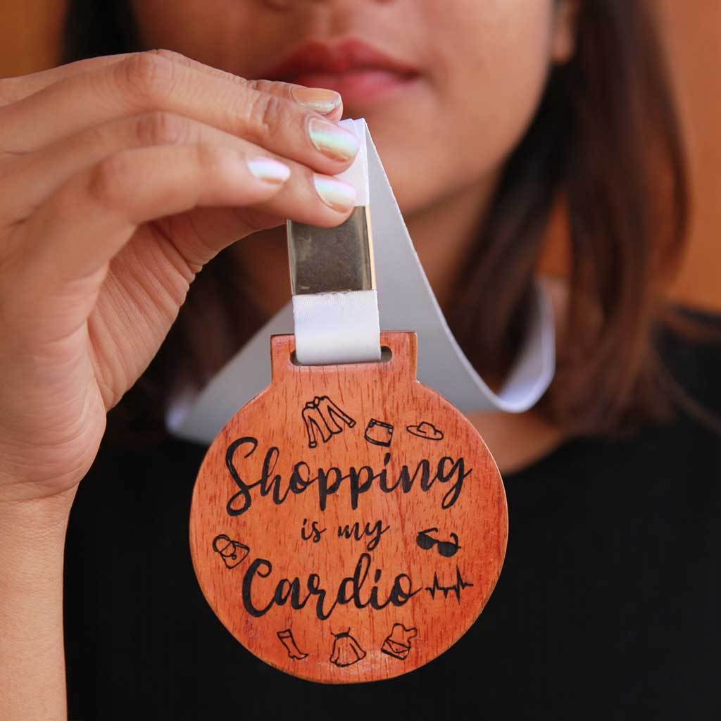 Shopping Is My Cardio Wooden Medal - Image 2