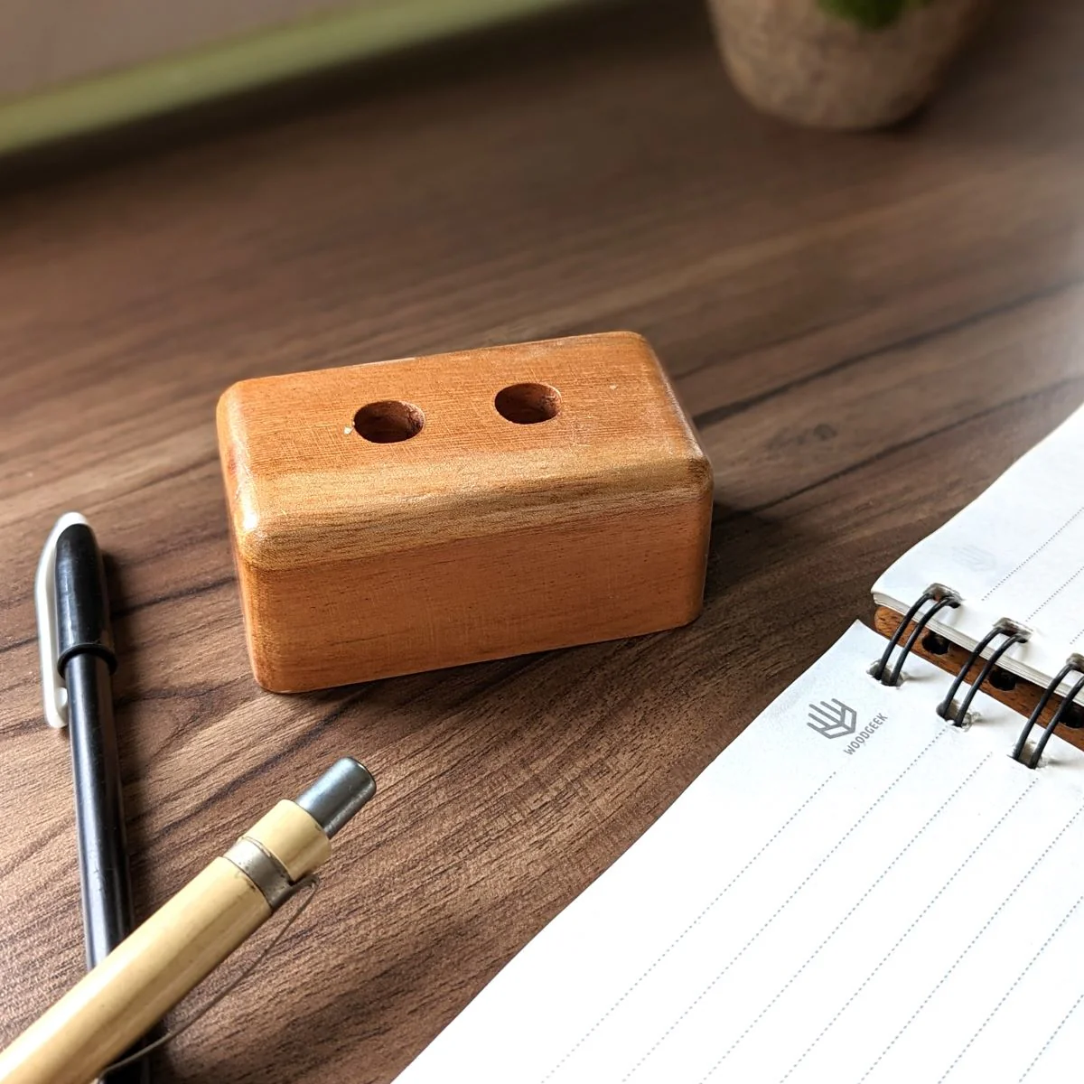 Sleek Wooden Pen Holder | Minimalist Desk Accessory - Image 2