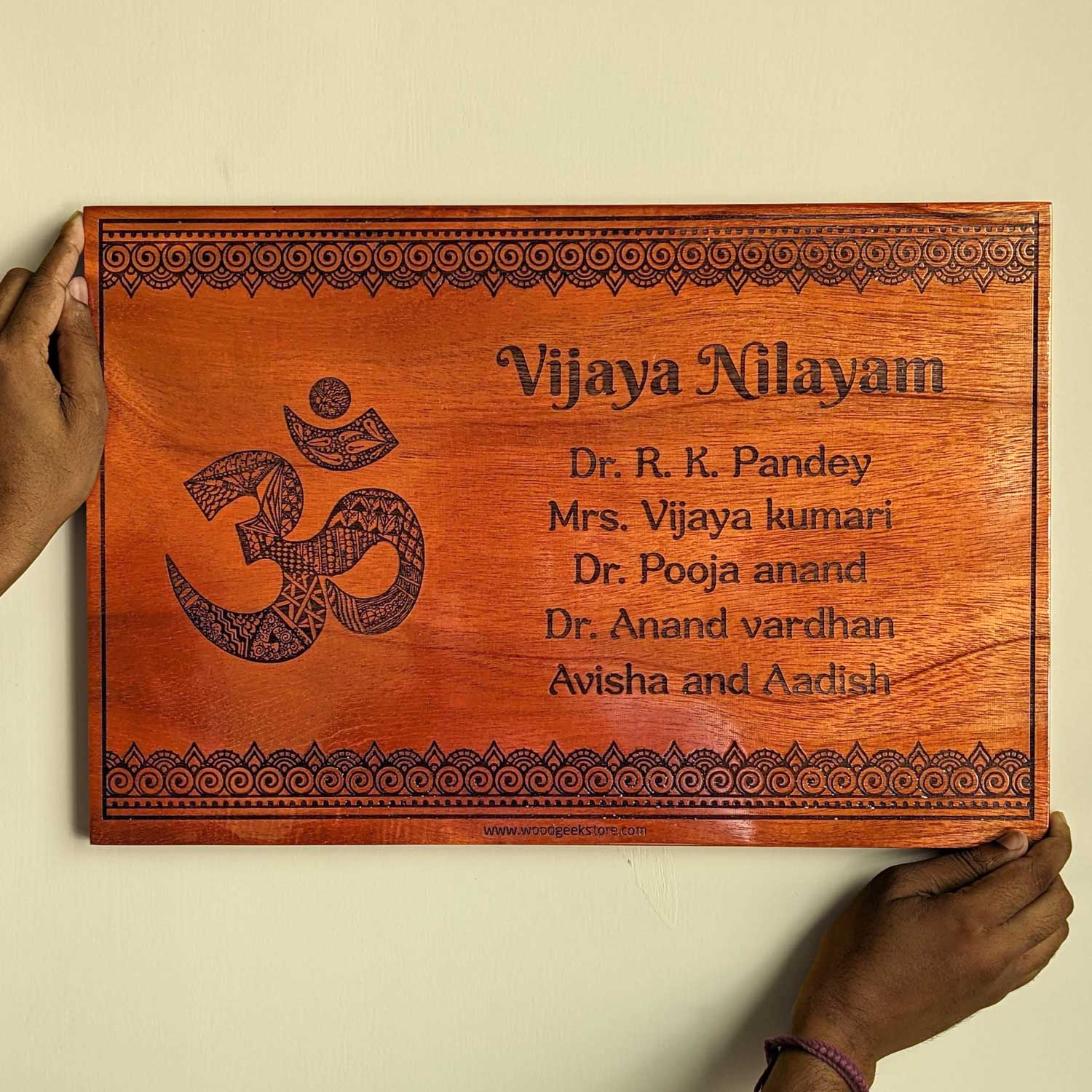 Spiritual Om Wooden Nameplate For Home | Rectangular Large Home Sign - Image 8