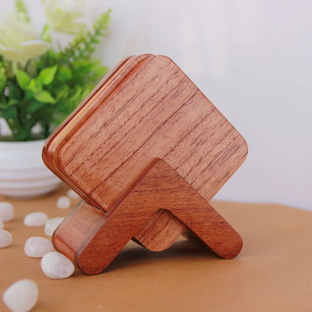 Square Wooden Coaster Set With Holder - Custom Coasters - Image 2