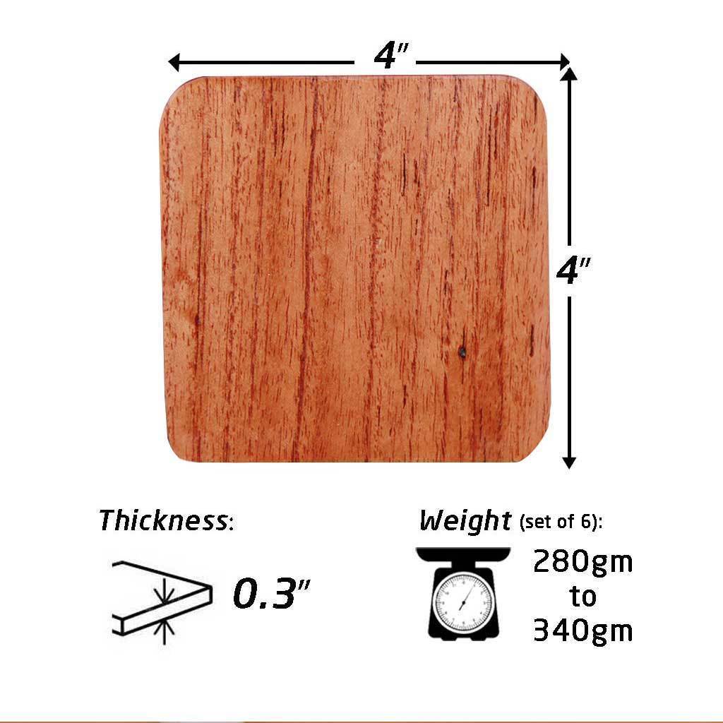 Square Wooden Coaster Set With Holder - Custom Coasters - Image 5