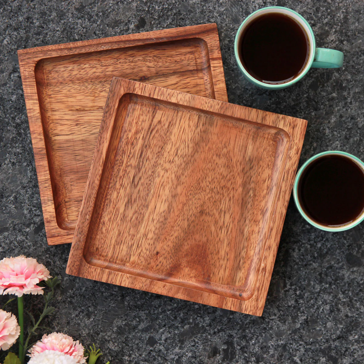 Square Wooden Serving Tray | Minimalist Wood Decorative Tray - Image 2