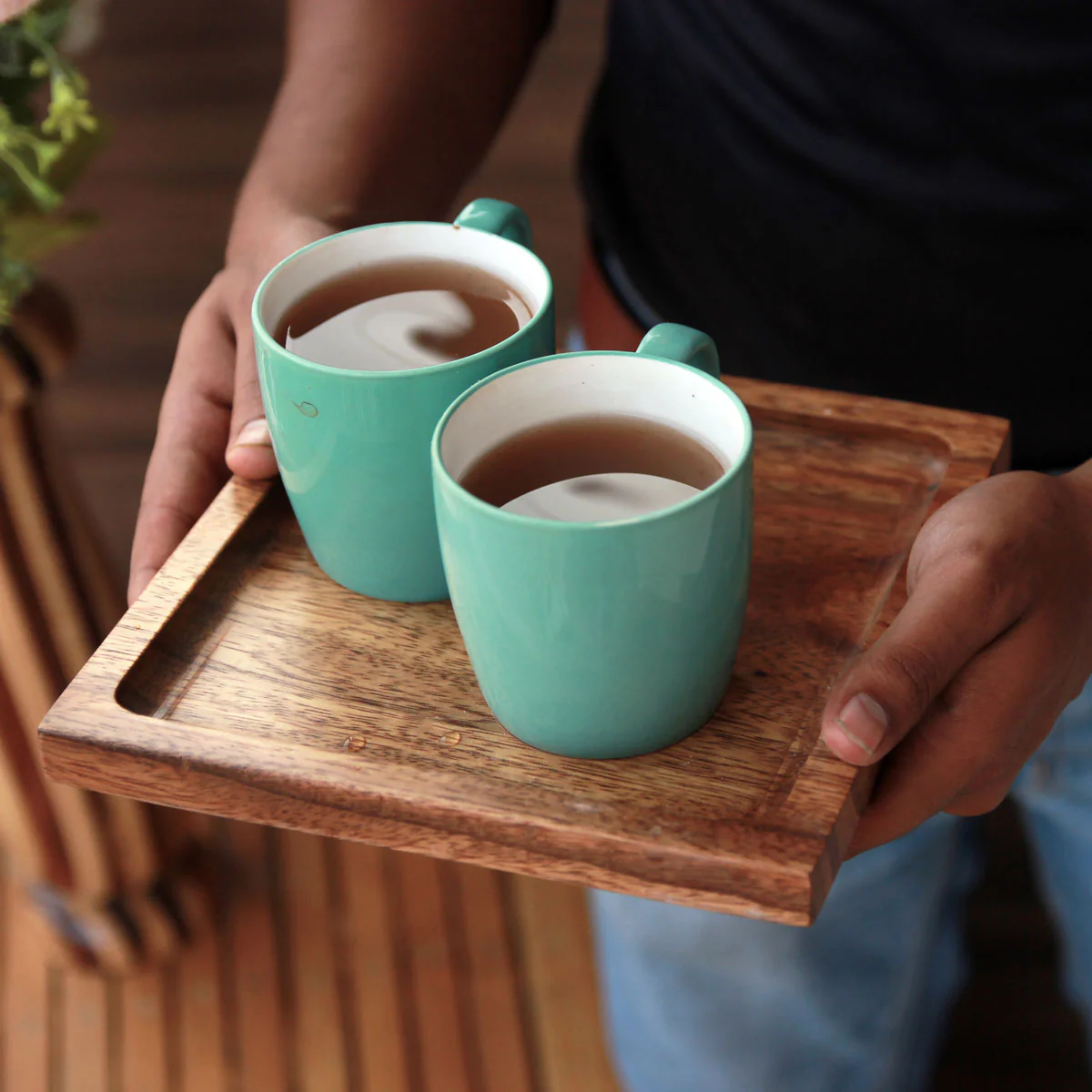Square Wooden Serving Tray | Minimalist Wood Decorative Tray - Image 5
