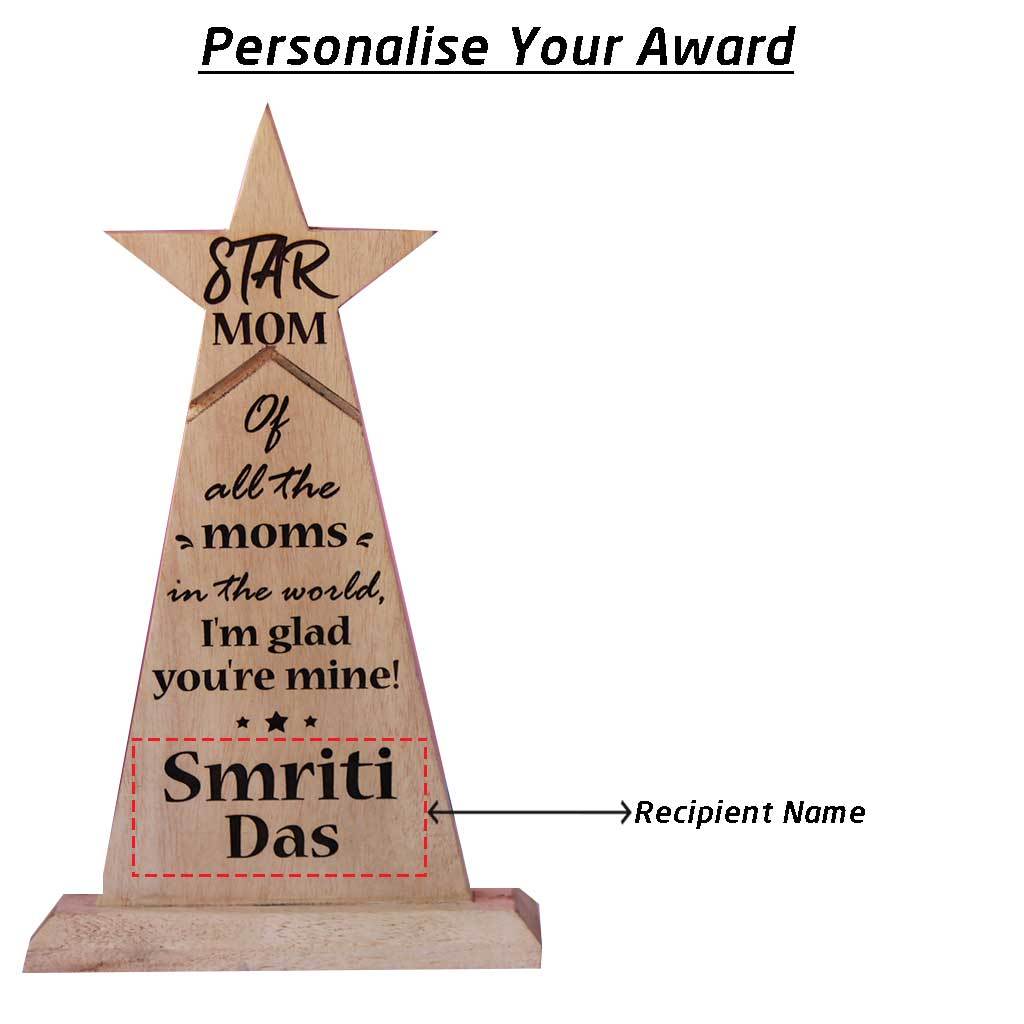 Star Mom Wooden Trophy & Award | Gift For Mom's Birthday - Image 3
