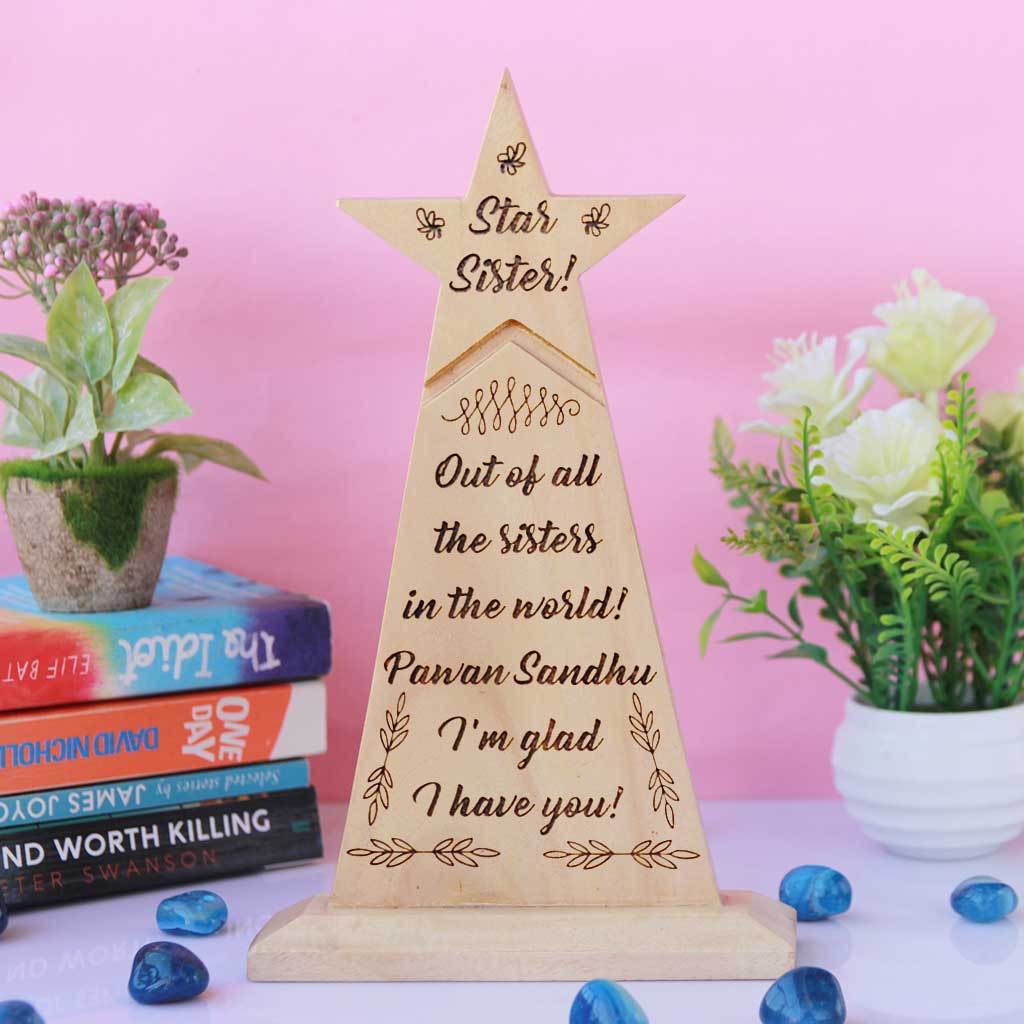 Star Sister Wooden Trophy & Award - Image 2