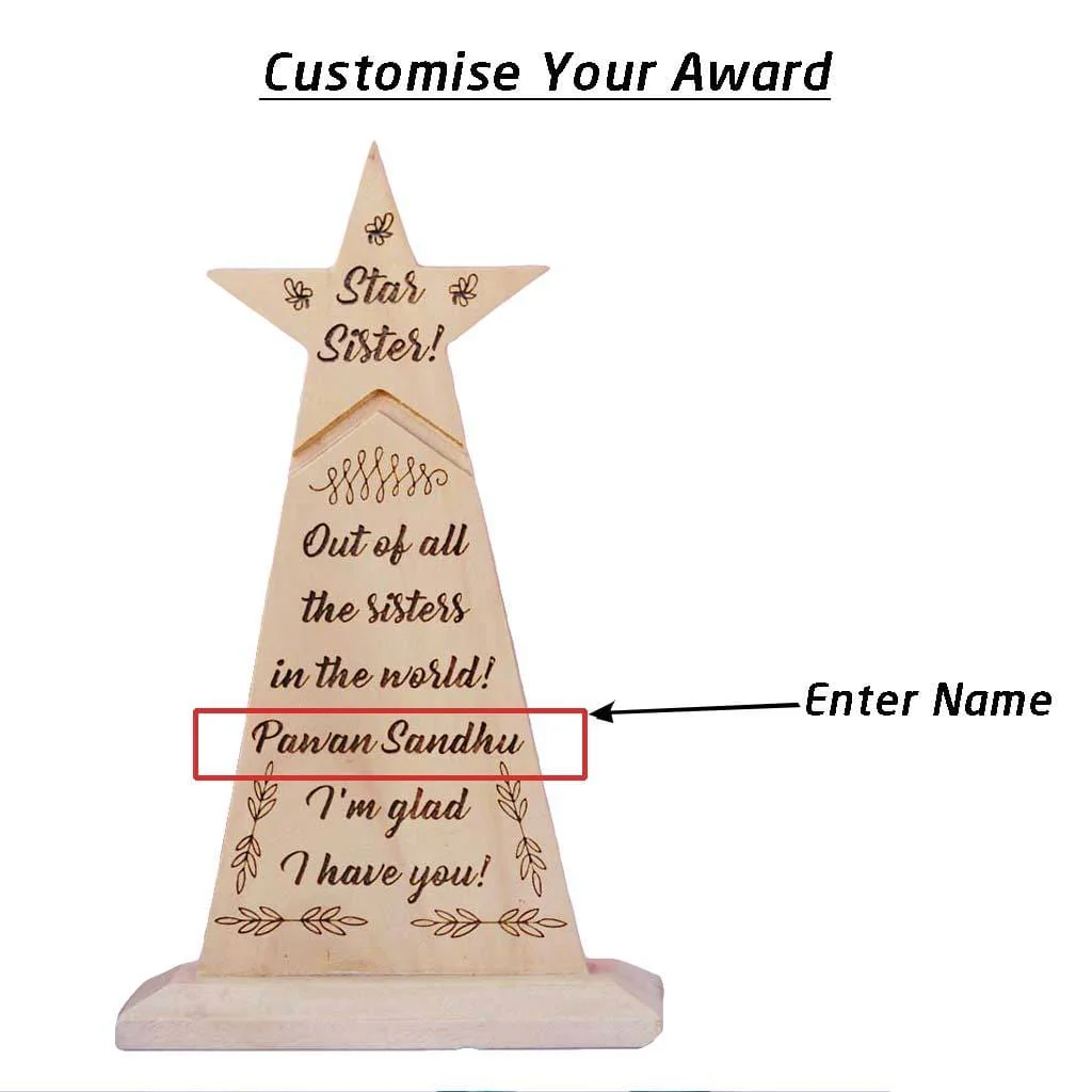 Star Sister Wooden Trophy & Award - Image 3