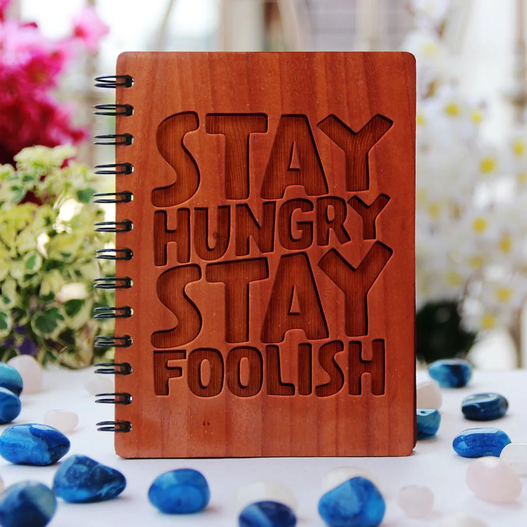 Steve Jobs: Stay hungry, stay foolish - Personalized Wooden Notebook - Image 2