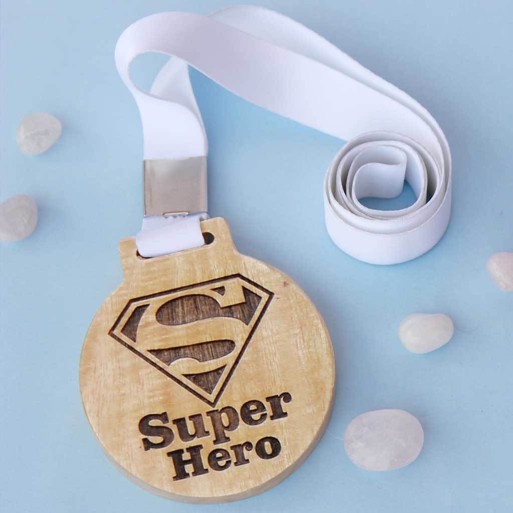 Super Hero Wooden Medal