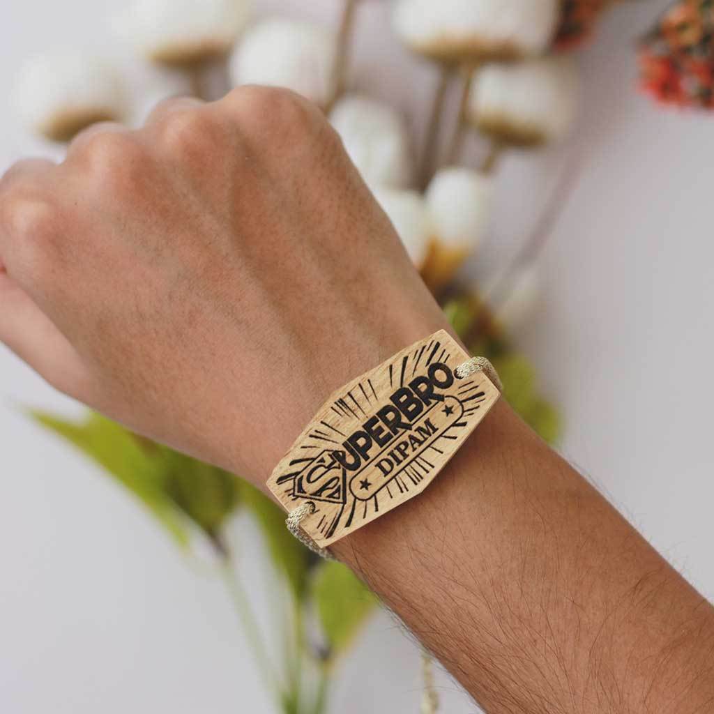SuperBro Personalised Wooden Rakhi & Greeting Card - Image 2
