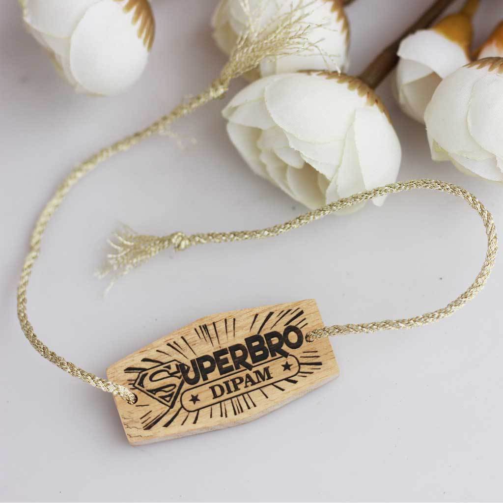 SuperBro Personalised Wooden Rakhi & Greeting Card - Image 3