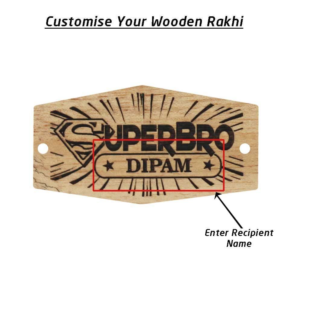 SuperBro Personalised Wooden Rakhi & Greeting Card - Image 5