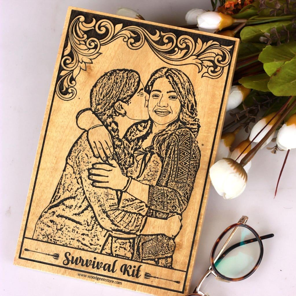 Survival Kit Custom Engraved Wooden Photo Frame For Sisters