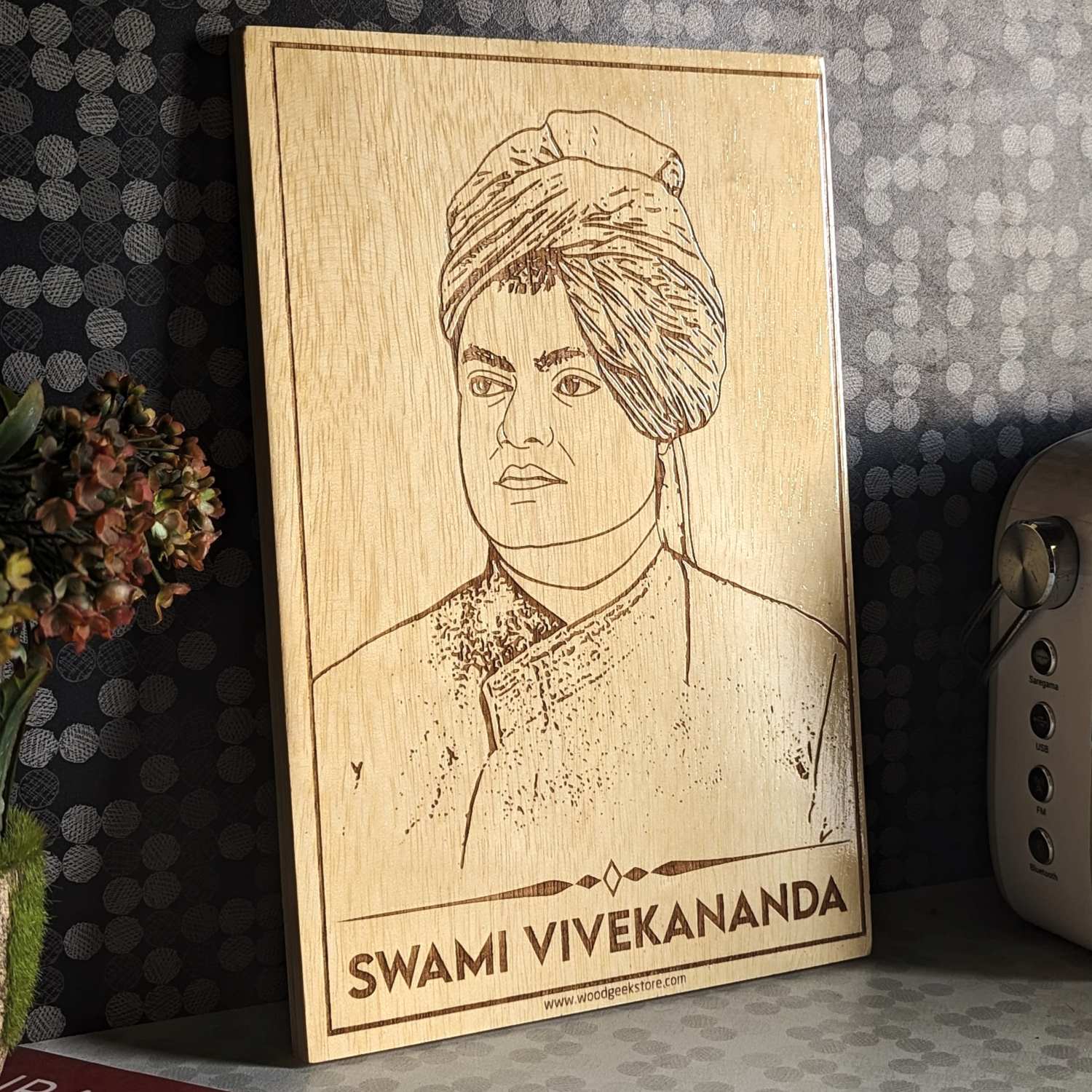 Swami Vivekananda Engraved Wooden Plaque | Inspirational Wall Art for Leaders & Visionaries - Image 2