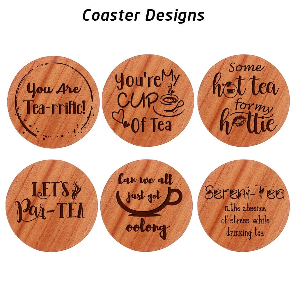 Tea Coasters - Wooden Coaster Set With Holder - Image 5
