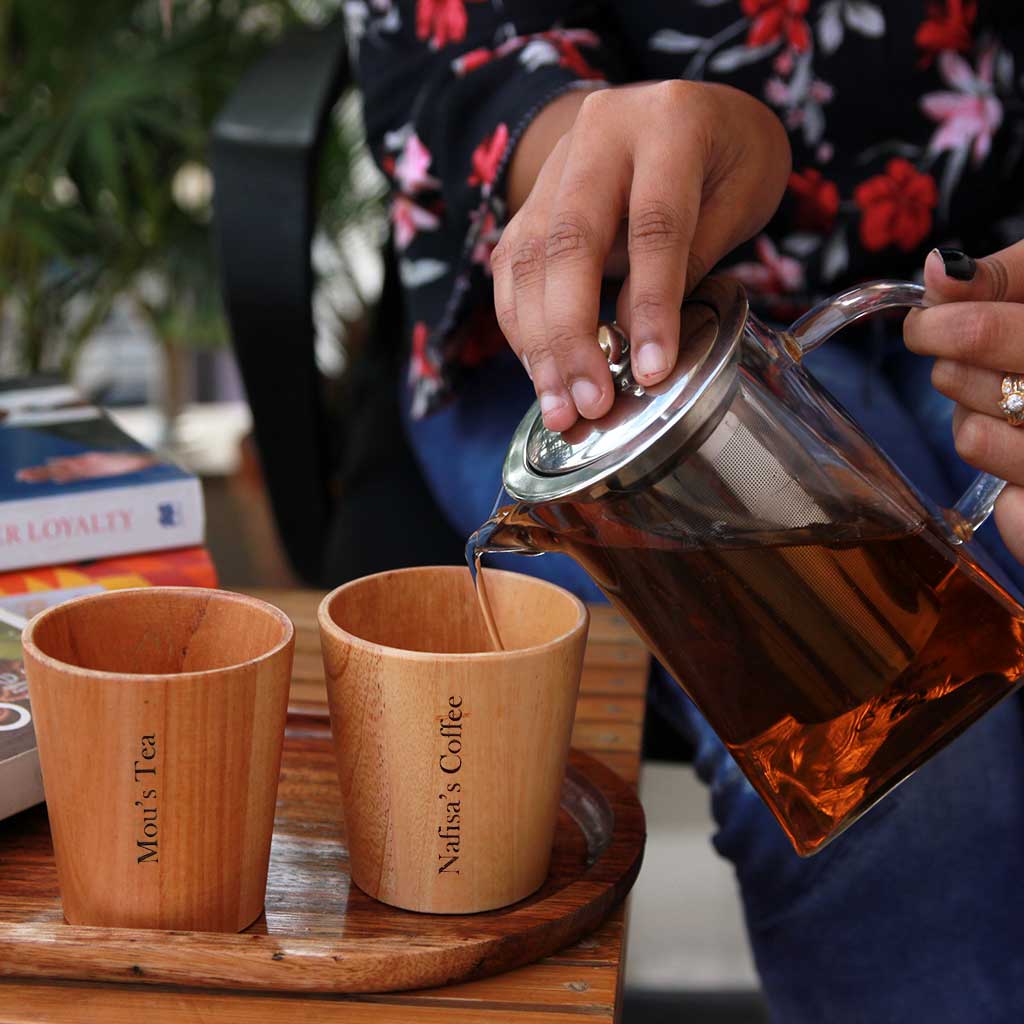 Tea Gift Set - Wooden Tea Cups, Tea Tray and Coaster set - Image 3