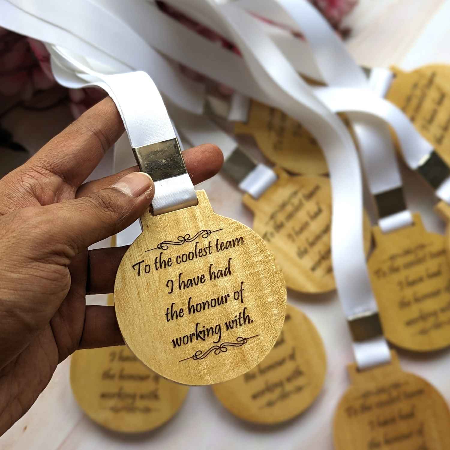 Team Achievement Wooden Medals | Customizable Corporate Gift - Image 2