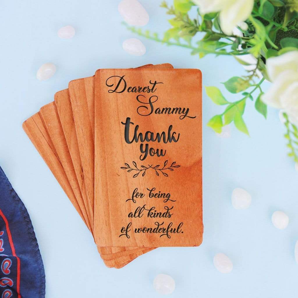 Thank You Cards - Set Of Wooden Cards Engraved With Thank You Note