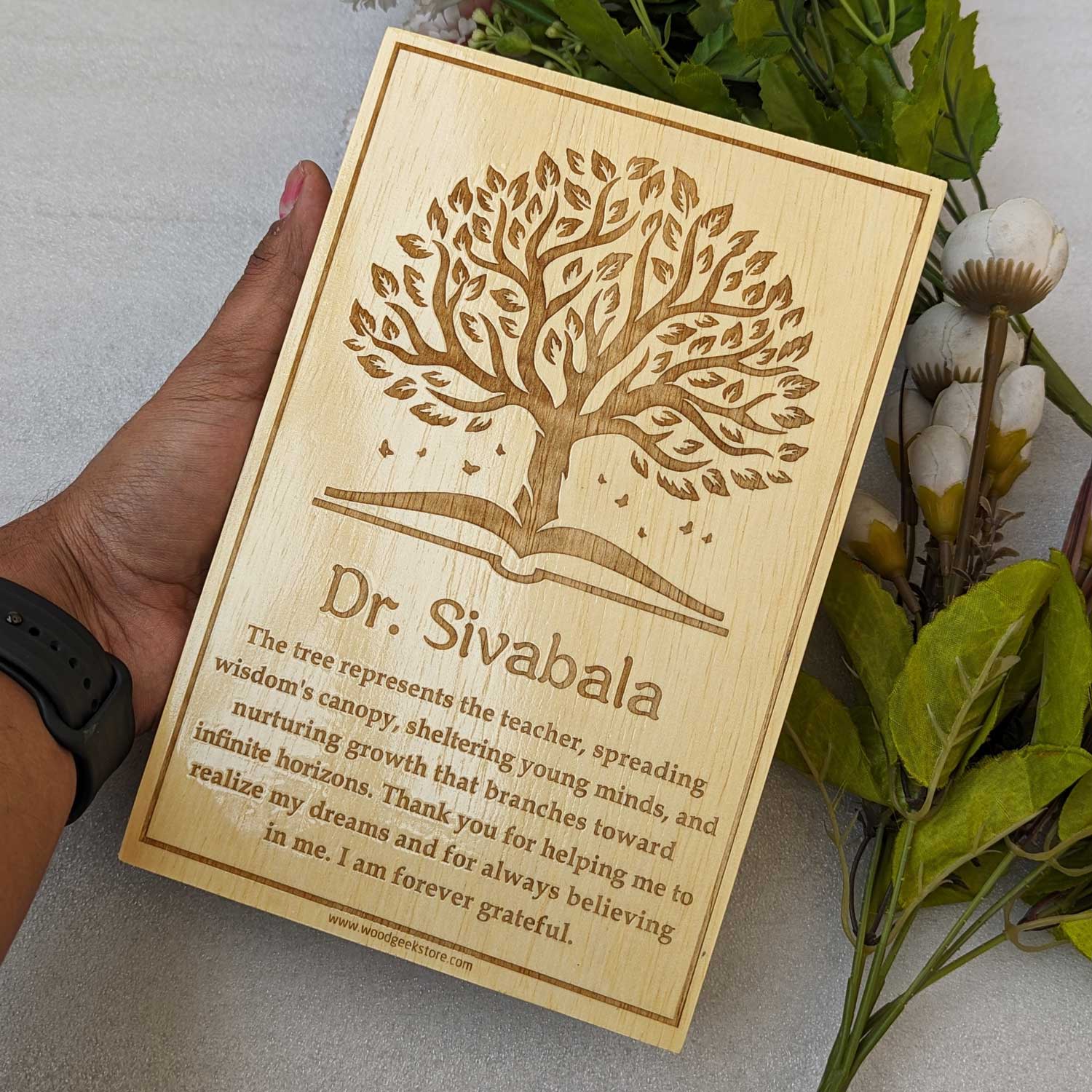 Thank You Gift For Mentor & Teacher - Engraved Wooden Photo Frame - Image 2