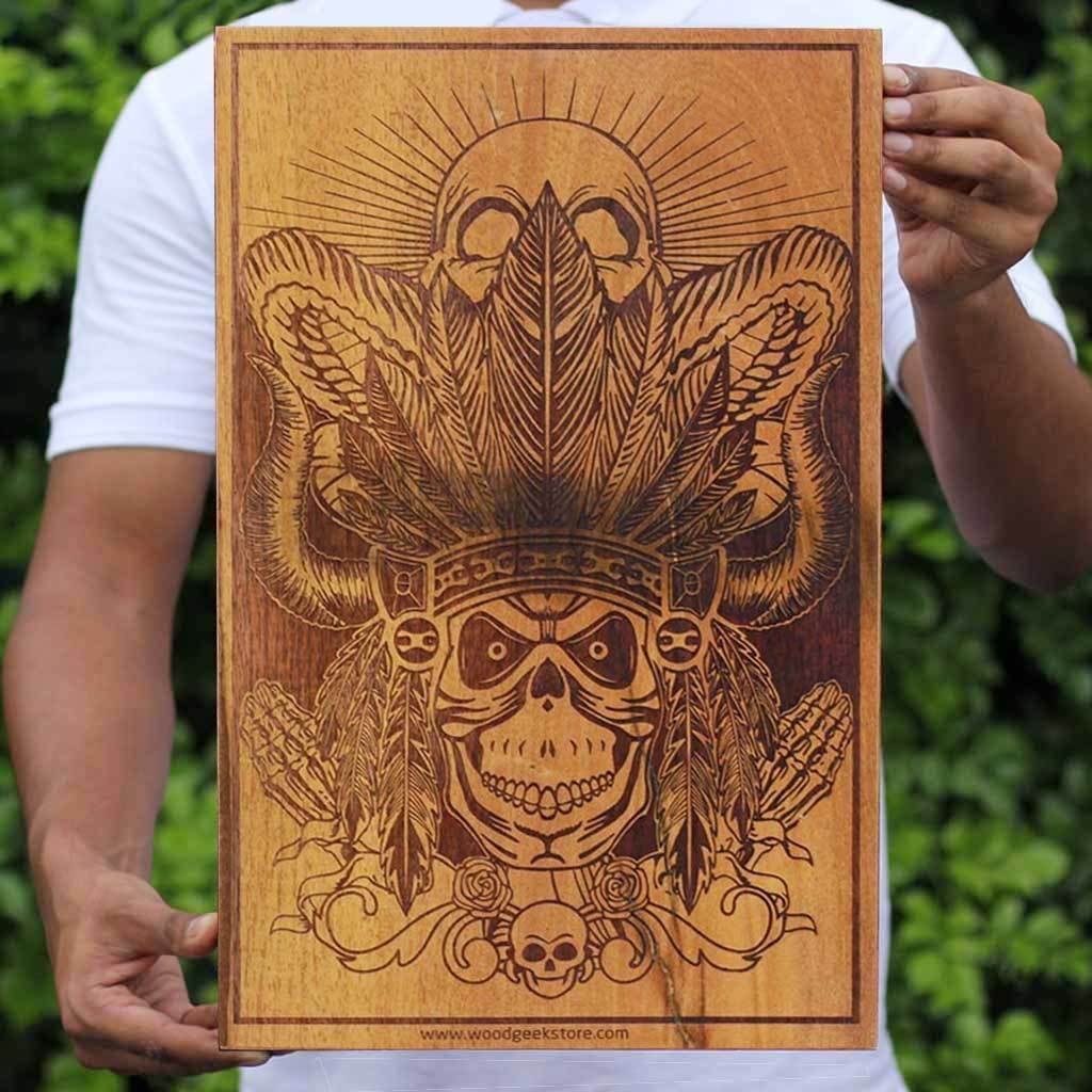 The Aztec Warrior Carved Wooden Poster