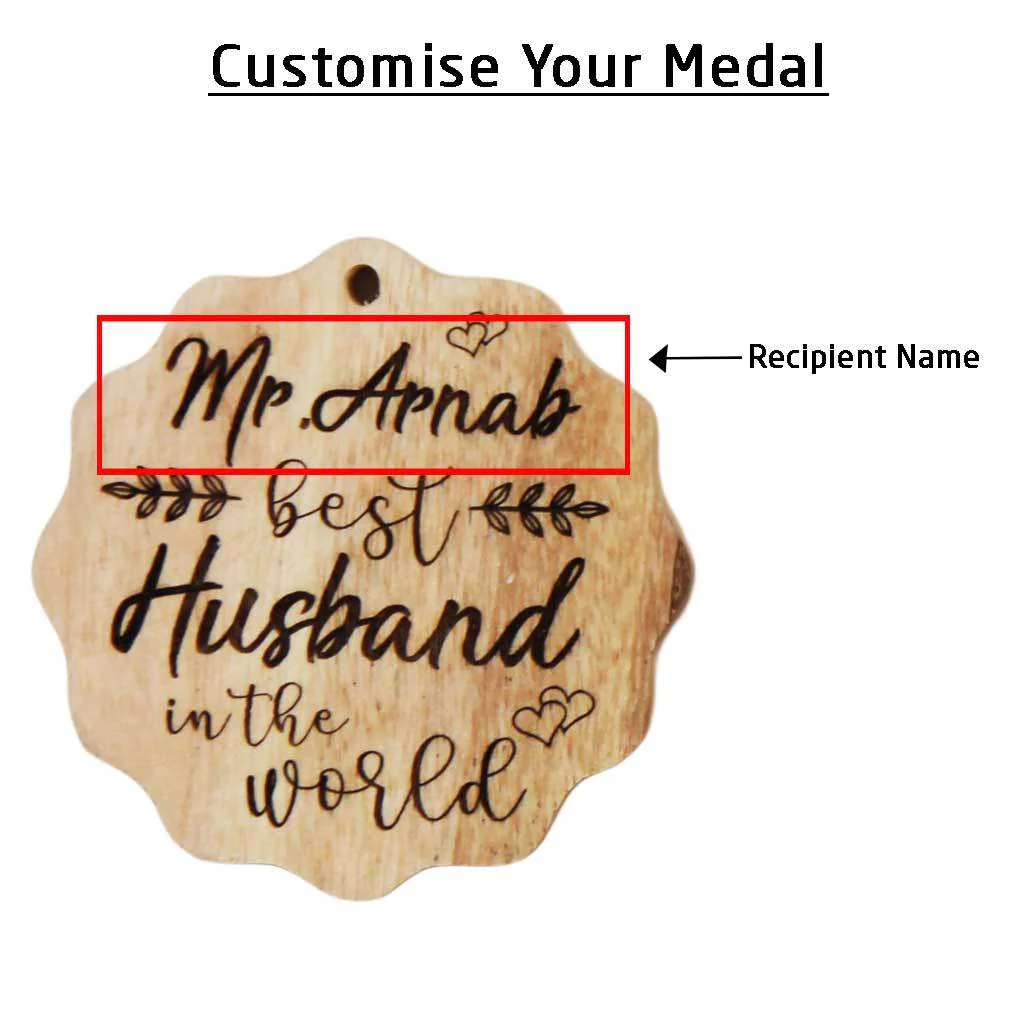 Best Husband In The World Wooden Medal - Image 4