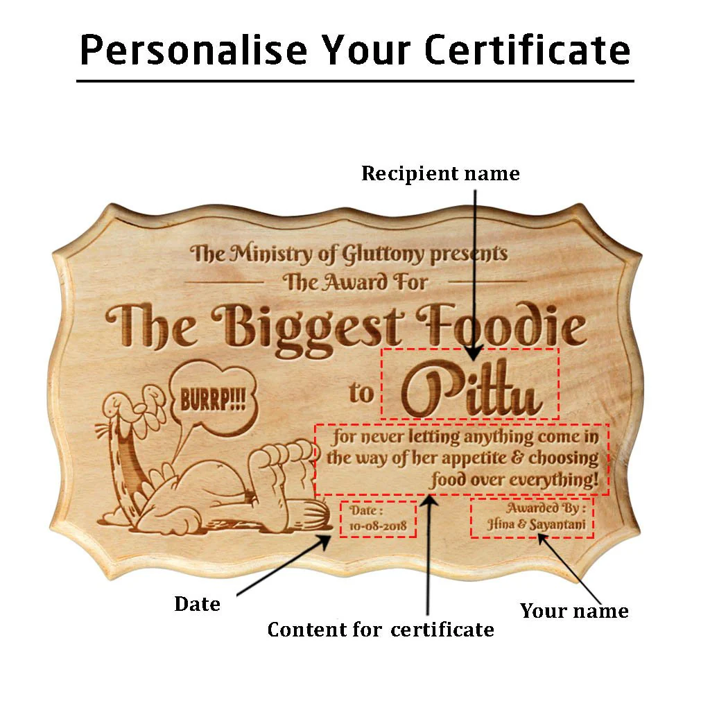 The Biggest Foodie Funny Award Certificate - Image 3