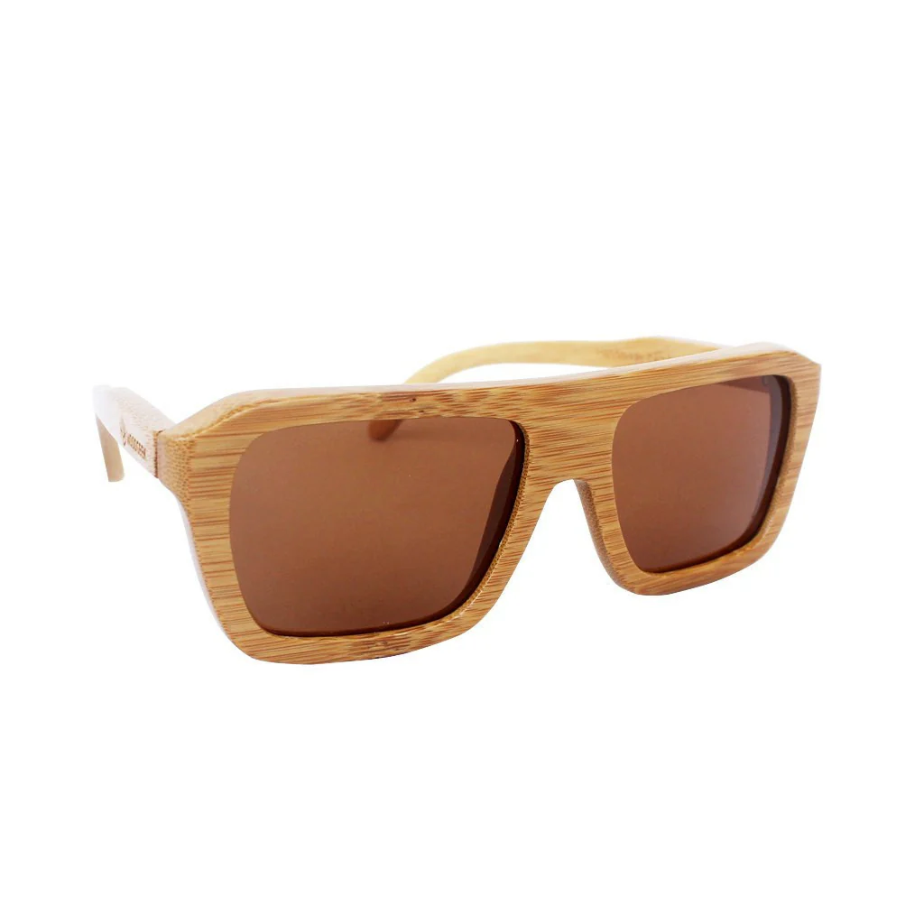 The Biker - brown bamboo rectangular wooden sunglasses - Image 4