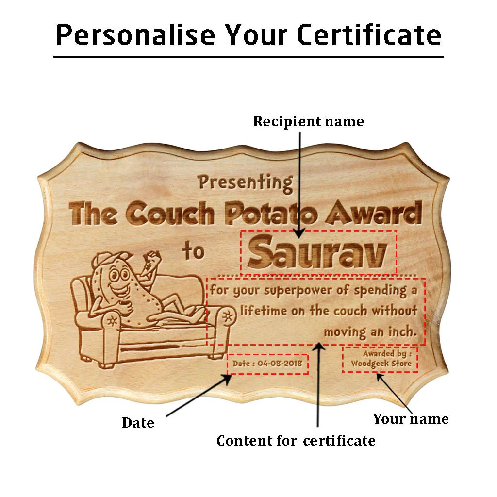 The Couch Potato Funny Award Certificate - Image 3