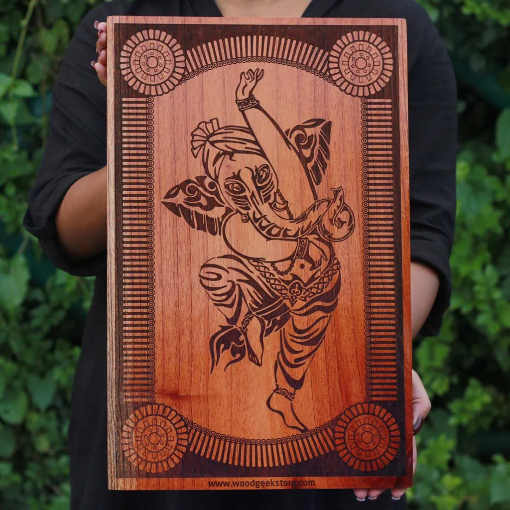 The Dancing Ganesha Carved Wooden Poster - Image 4