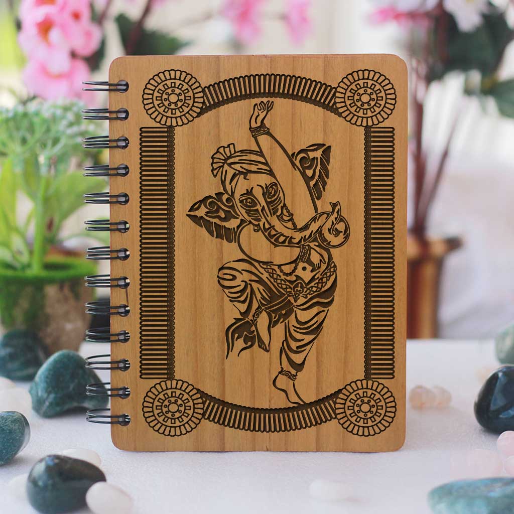 The Dancing Ganesha - Personalized Wooden Notebook - Image 4