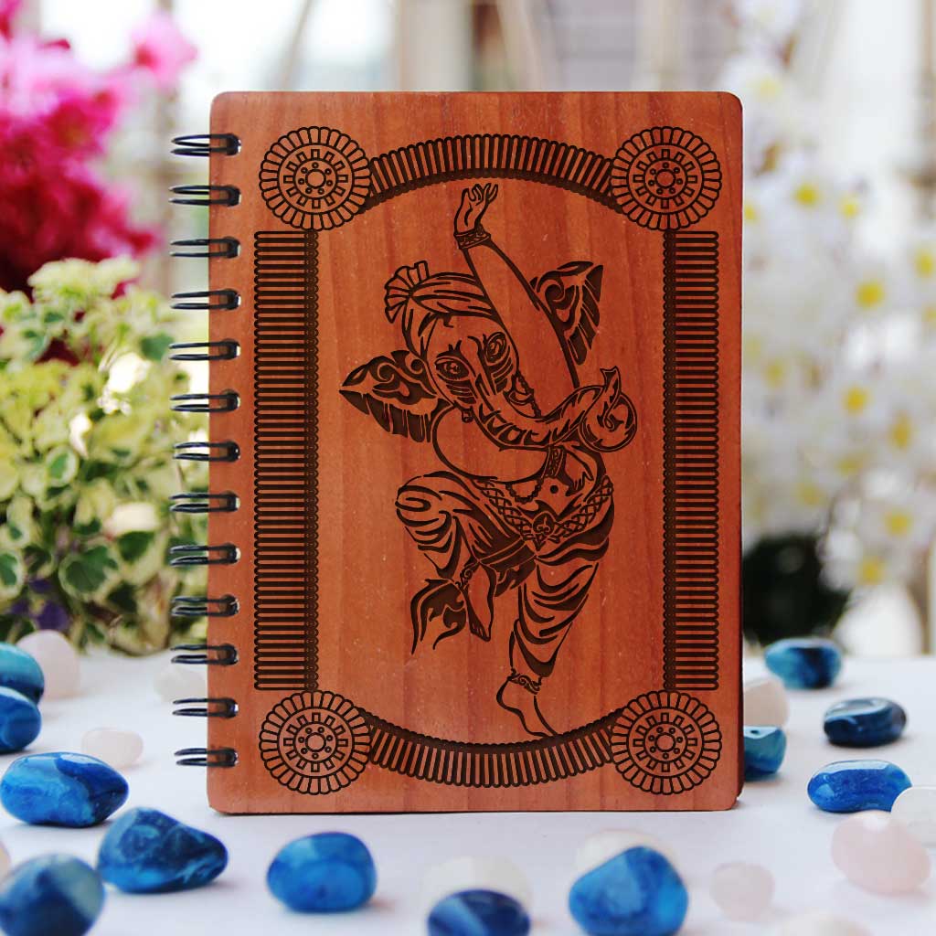 The Dancing Ganesha - Personalized Wooden Notebook - Image 5