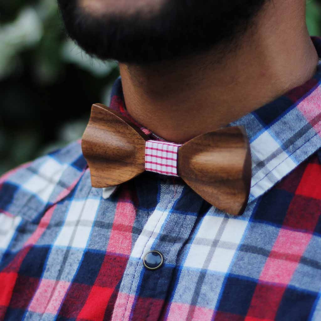 The Iyengar - Brown Wooden Bow Tie