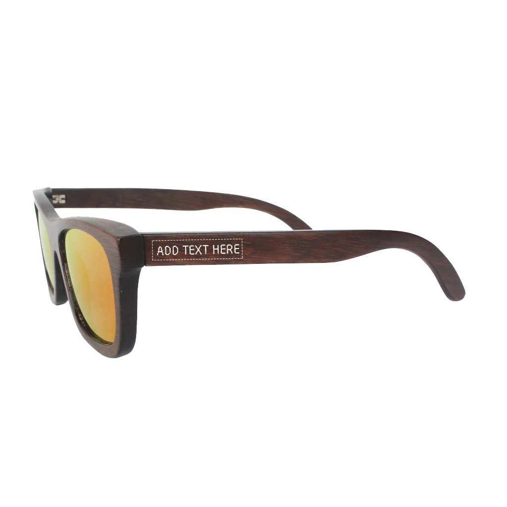 The Journeyman charcoal square wooden sunglasses - Red mirror lens - Image 3