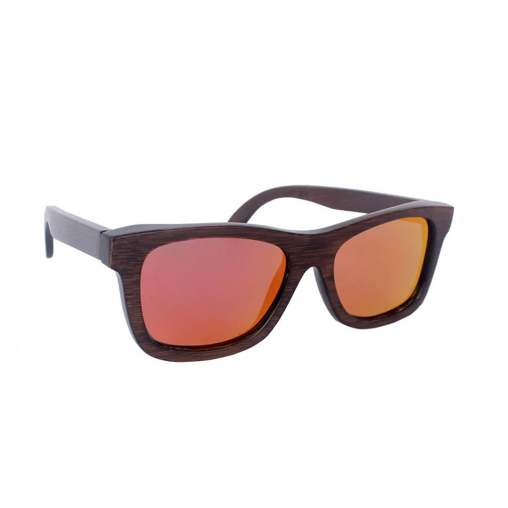 The Journeyman charcoal square wooden sunglasses - Red mirror lens - Image 4